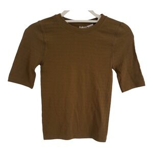 CALIA Focus Seamless Crop Tee Dark Khaki Olive WAX15125 Womens XS New